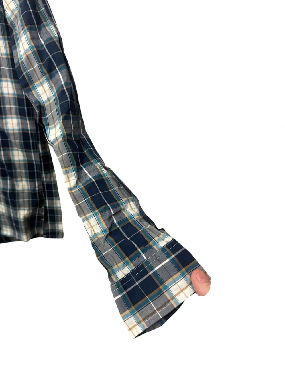 J.Crew button-down shirt features a blue and white plaid pattern size M